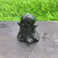 Natural stone crystal ghost figurine variant, 3cm carved semi-precious gemstone cute decor. - Larvikite
