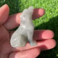 Natural stone carved wolf figurine crystal animal ornament 2 inch for home decor table - Labradorite