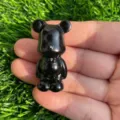Statuetta di orso violento in pietra naturale da 1,5 pollici, simpatico orso intagliato. - Ossidiana