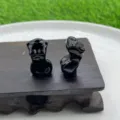 Natural obsidian crystal female torso figurine carving, black gemstone body art desktop decor. - Obsidian