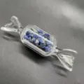 Transparente Glasbonbonflasche gefuellt mit blauen Lapislazuli Kristallsplittern, Deko. - Lapislazuli