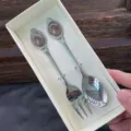 Set di cucchiaio e forchetta in pietra preziosa retrò elegante confezione regalo box - Agata Grigia / Set Cucchiaio e Forchetta