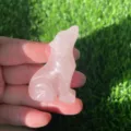 2 inch natural rose quartz crystal wolf figurine carved gemstone home decor sculpture - Rose Quartz