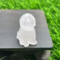 Natürlicher Kristall Stein Hund Figur Schnitzerei Miniatur Tier Dekoration Geschenk Neu - Rosenquarz