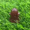 Natural gemstone crystal ghost figurine, 3cm Halloween healing stone decor carving. - Strawberry Quartz