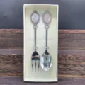Set di cucchiaio e forchetta con quarzo rosa pietra preziosa confezione regalo vintage. - Quarzo rosa / Set Cucchiaio e Forchetta