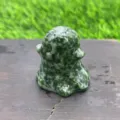 Green stone crystal ghost figurine variant, 3cm Halloween gemstone small ghost sculpture. - Green Spot Jasper