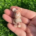 Statuetta Orso in Pietra Naturale Gemma Intagliata a Mano Decorazione Collezionabile - Diaspro a Rete Rossa