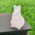 Rozenkwarts kristal konijn snijwerk, schattig 4cm halfedelsteen dier figuurtje decor. - Rozenkwarts