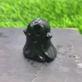 Natural stone little ghost carving crystal statue Halloween home decor spooky cute figurine 3cm - Obsidian