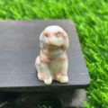 Naturstein geschnitzte Welpenfigur 3cm süßer Golden Retriever Kristall Mineral Tierdeko - Roter Netzjaspis