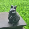 Natuursteen konijn beeldje, zwarte kristal dier snijwerk 4cm 1.5 inch helende stenen decor sku - Obsidiaan