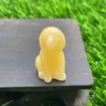 3cm Natur Edelstein Welpe Figur Süßer Golden Retriever Stein Tier Schnitzerei Deko Variante - Goldener Steatit