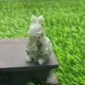 Natuursteen Konijn Beeldje, Prachtig Gesneden Halfedelsteen Dier Variant, Groene Kleur. - Kiwi