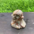 Natural stone crystal ghost figurine for Halloween decoration, cute polished gemstone mini statue - Red Grid Jasper