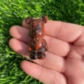 Figurina Orso in Pietra Naturale 1.5 Pollici Scultura di Gemma Ornamento Cristallo Carino - Ossidiana Mogano