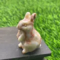 Natuurstenen Konijn Beeldje 4cm Leuke Kristal Dieren Snijwerk Bureau Decor Variant Stijl - Rood Netwerk Jaspis