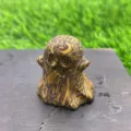 Natural Stone Ghost Figurine 3cm Halloween Crystal Ghost Pocket Stone Carving Decor - Gold Silk Jade