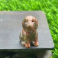 Handgeschnitzte Edelstein Welpe Figur Kristall Skulptur süßer Hund Deko Artikel Geschenkidee - Roter Sesam