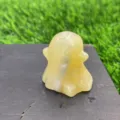 Yellow crystal ghost figurine variant, 3cm natural gemstone Halloween carved decoration. - Golden Steatite