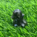 Natural gemstone ghost crystal carving Halloween spooky decor 3cm pocket stone figurine - Blue Flash / Labradorite