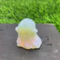 Opalite crystal ghost figurine, 3cm Halloween healing stone carving for home decor display. - Opal