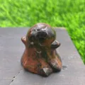 Natural crystal ghost figurine carved gemstone Halloween spooky home decor ornament statue. - Mahogany Obsidian