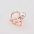 Exquisite rose gold pearl scarf ring buckle versatile creative fashion accessory detail - L / Rose Gold