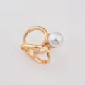 Gold-tone open loop scarf ring with a classic white pearl, elegant jewelry accessory for women. - L / Gold