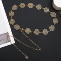Gold hollow round metal waist chain elegant chic dress belt fashion accessories for women - Gold