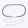 Elegante cadena de cintura con diamantes de imitación mujer metal plateado vestido - Azul