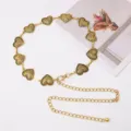 Vintage gold metal heart chain belt for women, retro waist accessory, adjustable dress decoration. - Antique Gold