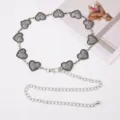Vintage silver metal heart chain belt for women, retro decorative waist accessory for dresses and pants. - Antique White K