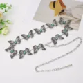 Bohemian metal butterfly waist chain for women, vintage turquoise dress belt detail. - Antique White K