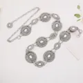 Versatile metal waist chain for women, vintage flower round disc dress accessory chain. - White
