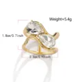 Fibbia per sciarpa ondulata a doppio cristallo dorato accessorio di abbigliamento moda lega 2.3cm - Oro