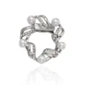 Zilveren strass nep parel sjaal gesp broche elegante dames kleding accessoire stijl - Zilver