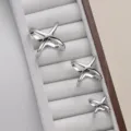 Silver tone metal X shape scarf buckle ribbon ring jewelry accessory minimalist elegant style - 18mm / Silver