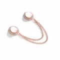 Rose gold magnetic brooch dual head cat eye stone decorative chain trouser cuff clip pin - Rose Gold/White Zirconia