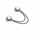 Magnetic pants cuff clip rhinestone cat eye stone double chain clothing accessory - Gun Black with White Rhinestone
