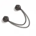Zwarte magnetische roos kledingclip met dubbele ketting tailleversteller stijlvol - Gepolijste camellia gunmetal