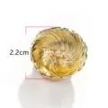 Gold swirl metal button cover with sparkling cubic zirconia crystals, 2.2cm diameter cufflink - 7#