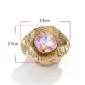 Elegant gold-tone button cover cufflink featuring sparkling pink zircon crystal stone design. - 8#