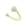 Camellia magnetic waist buckle pants tighter brooch pins double chain clothing accessory - Camellia White