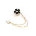 Camellia magnetic waist buckle double chain pant tightening pin metal clothing accessory for women - Five-leaf Flower Black