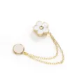 Gold tone magnetic clothing clip with white flower and double chains for waist adjustment. - Five-Leaf Flower White