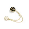 Chic gold-tone magnetic waist buckle with black quilted pattern and chain design for clothing. - Nine-Grid Black