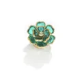Housse de bouton fleur cristal vert bordure dooree accessoire vetement bouton decoratif - Camélia / Vert