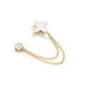 Gold metal magnetic pants waist tightening buckle with stylish white flower chain accessory. - Clover White