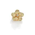 Couvre-bouton en strass fleur à cinq pétales dorée, accessoire de vêtement élégant. - Camélia / Or